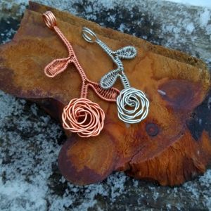 Upside down wire wrapped rose pendants